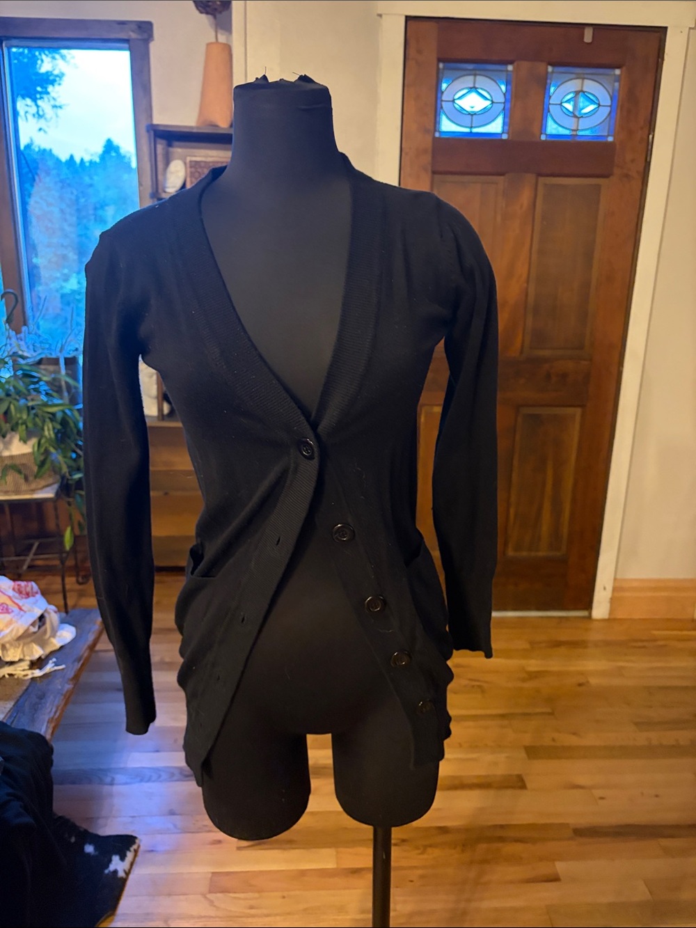 debut Black Button-Front Cardigan Blazer